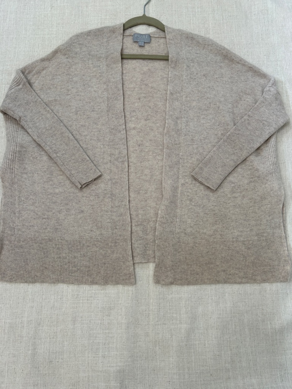 Pure Collection Cashmere Sweater Women's Medium Open Front Luxury Beige Cardigan - Picture 11 of 16